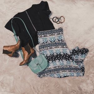 Cute blue tribal maxi skirt